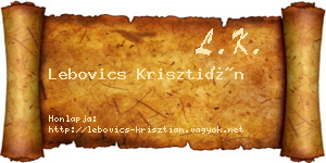 Lebovics Krisztián névjegykártya